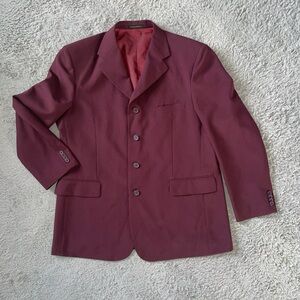 Lucci ColleZione 44R Burgundy Four Button Polyester Jacket Italy